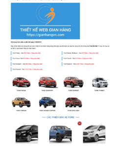 Ford - Mẫu website giới thiệu và bán xe ford