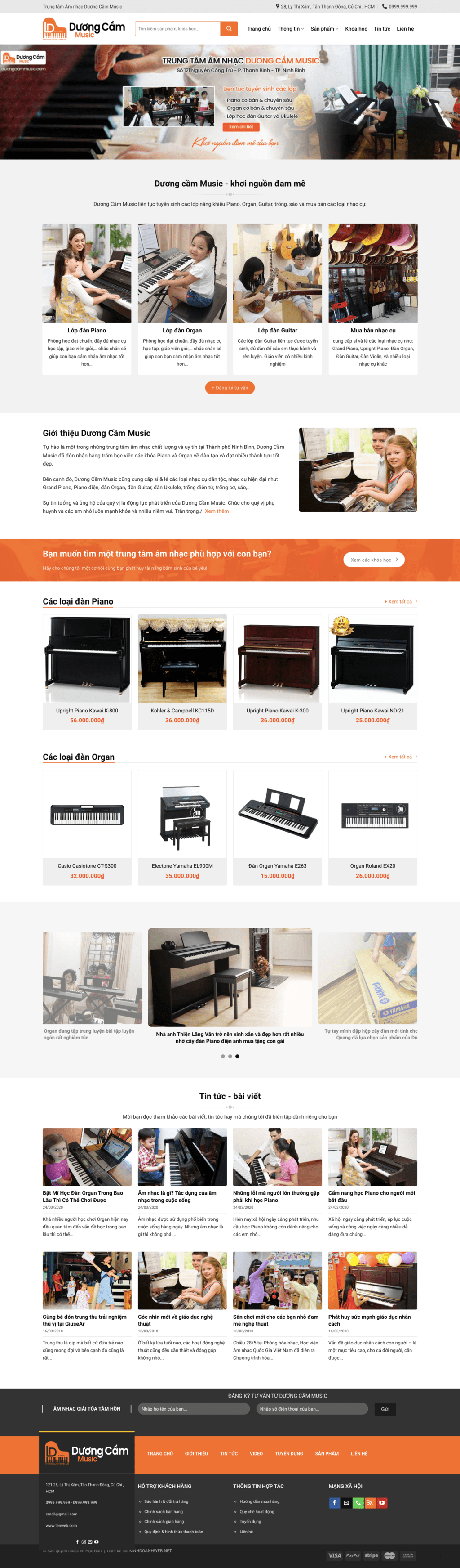 Học đàn - Mẫu website về học đàn