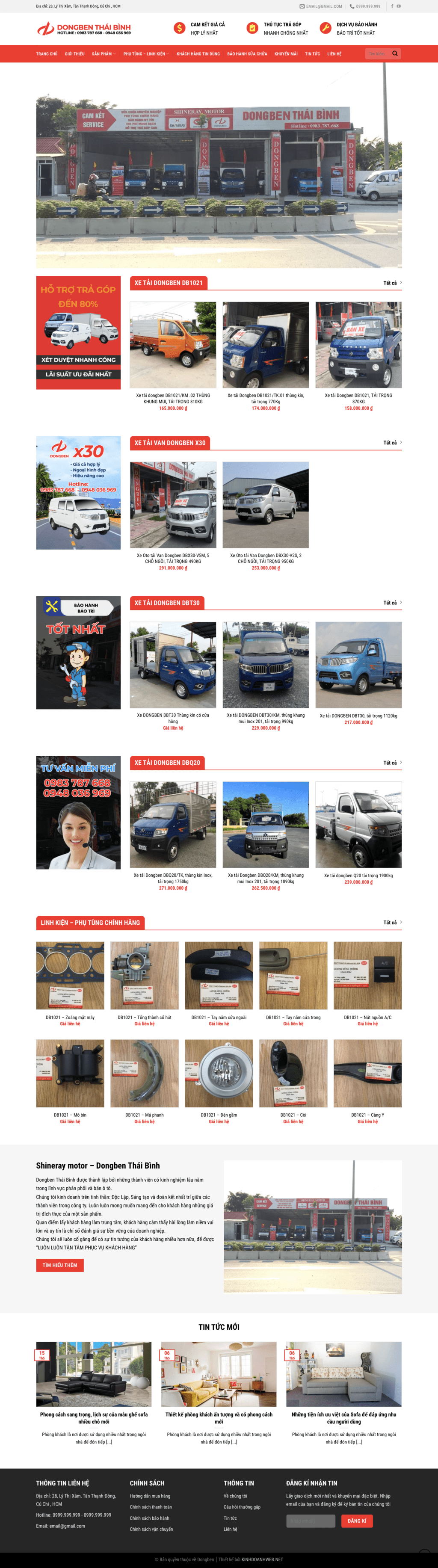 Xe tải - Mẫu website giới thiệu và bán xe tải